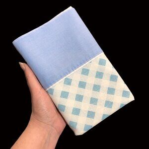 Vintage 60s Dan River USA DANTREL Blue Gingham SINGLE Pillowcase Mid-Century Bed
